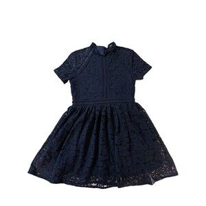 Bardot Junior Dress Girls 7 Navy Blue Lace Short Sleeve Party Special Occasion